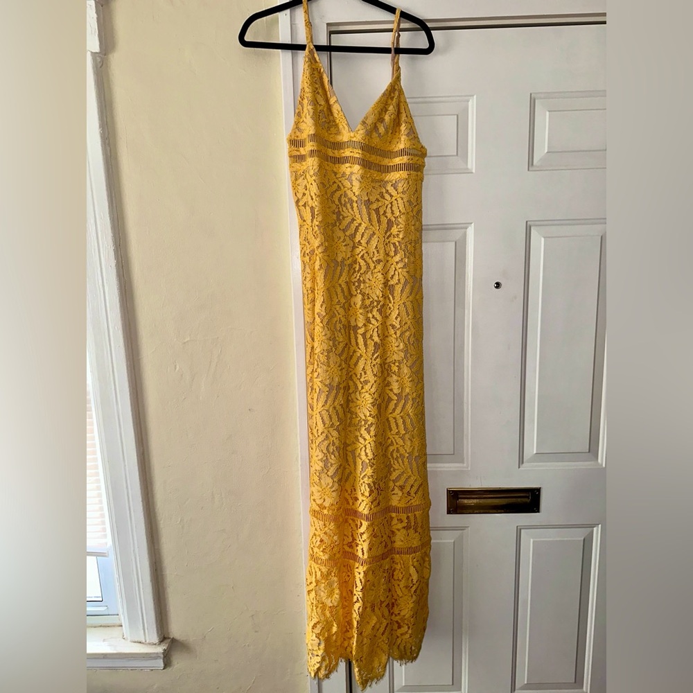 Lovers + Friends Yellow Lace Maxi Sabrina Dress - Picture 4 of 10
